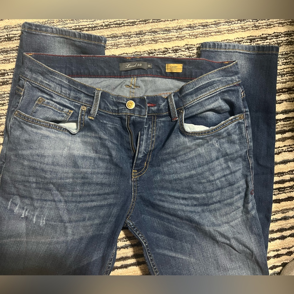 Level 99 Women's Blue Distressed Skinny Jeans